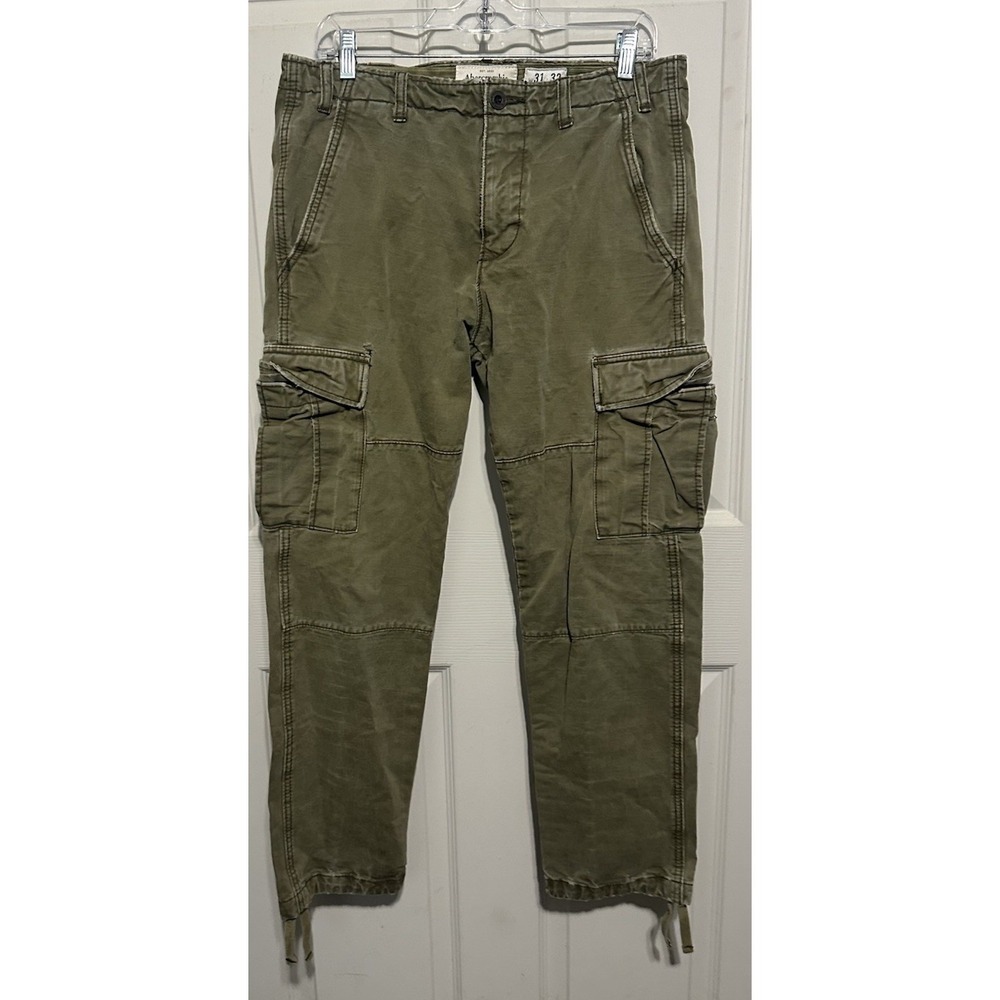 Abercrombie & Fitch Cargo Pants Men Green Paratrooper Military Y2K 31" X32"